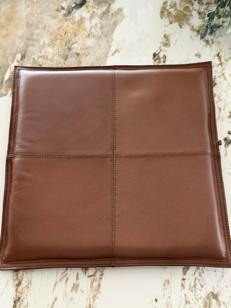 Sitzkissen aus Leder - Walnuss 38x38cm