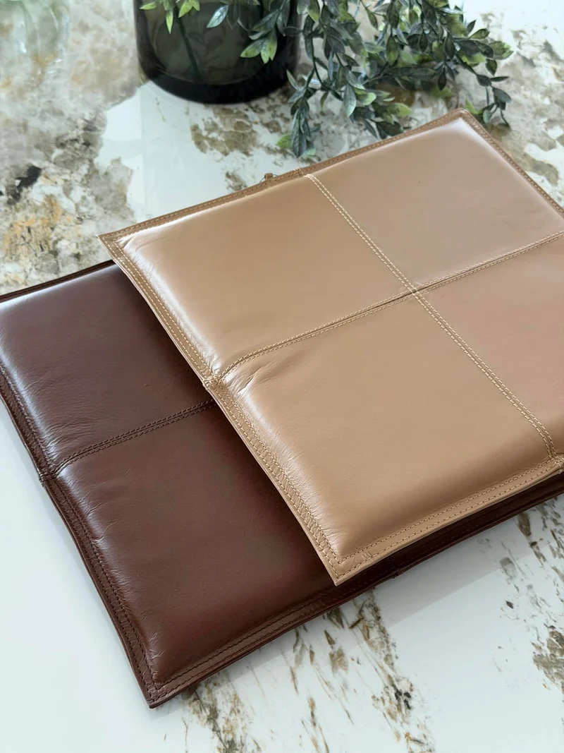 Sitzkissen aus Leder - Walnuss 38x38cm
