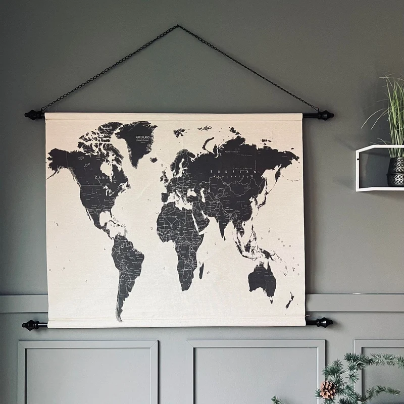 Weltkarte 110x80cm - Black