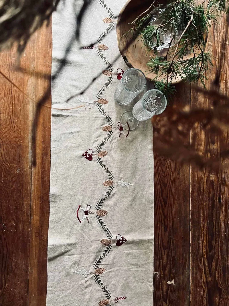 Weihnachts-Tischläufer - Leinen 35x160cm
