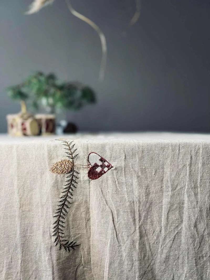 Weihnachtstischdecke aus Leinenmix - 140x360 cm