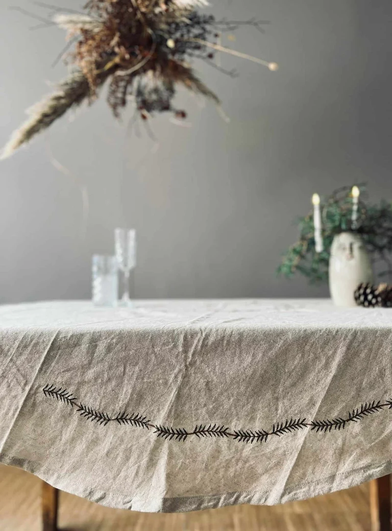 Weihnachtstischdecke aus Leinenmix - Ø 150 cm