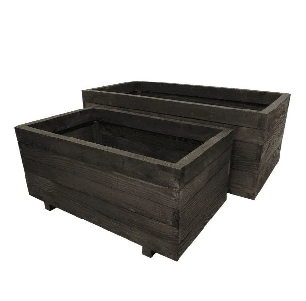 Pflanzkasten-Set aus schwarzem Holz - Abholangebot