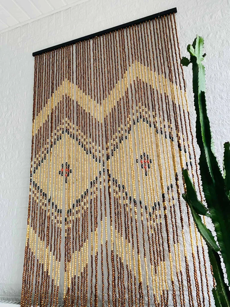 Vorhang aus großen Holzperlen - 110x200 - Extra breit