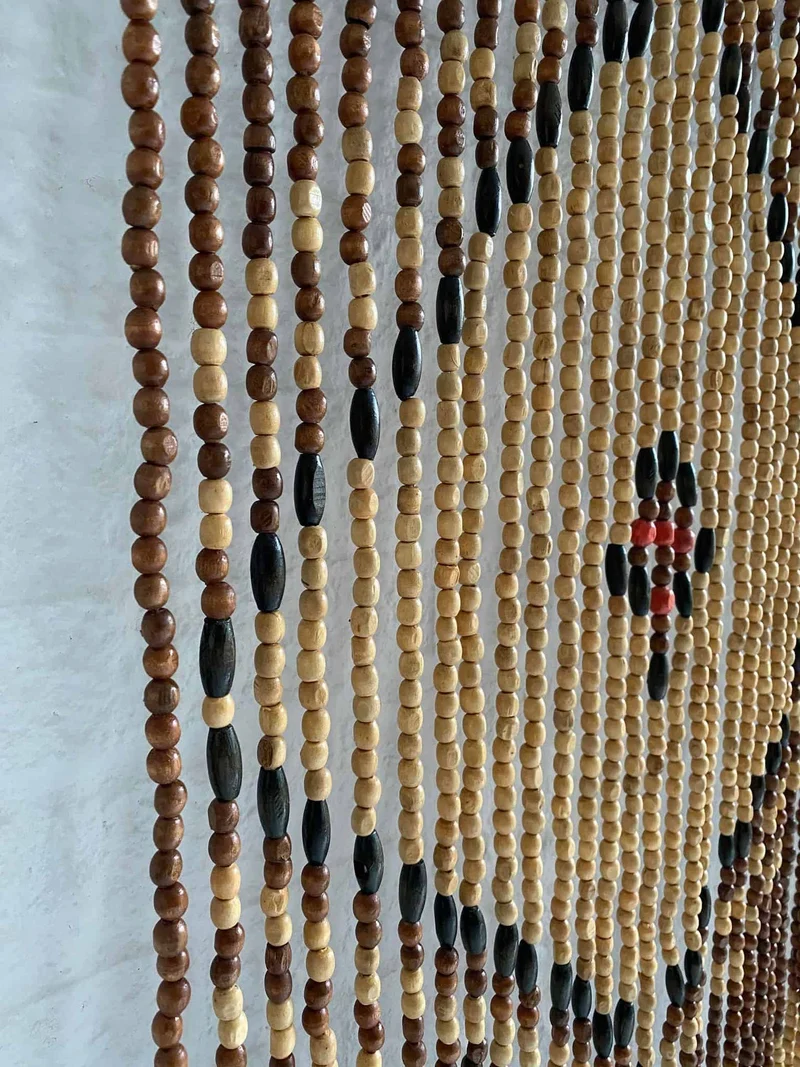 Vorhang aus großen Holzperlen - 110x200 - Extra breit