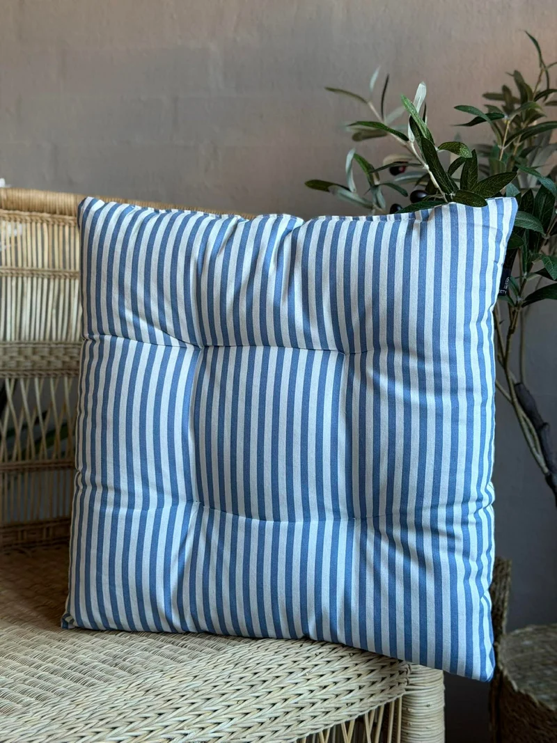 Sitzkissen mit Füllung - Blaue Streifen 40x40cm