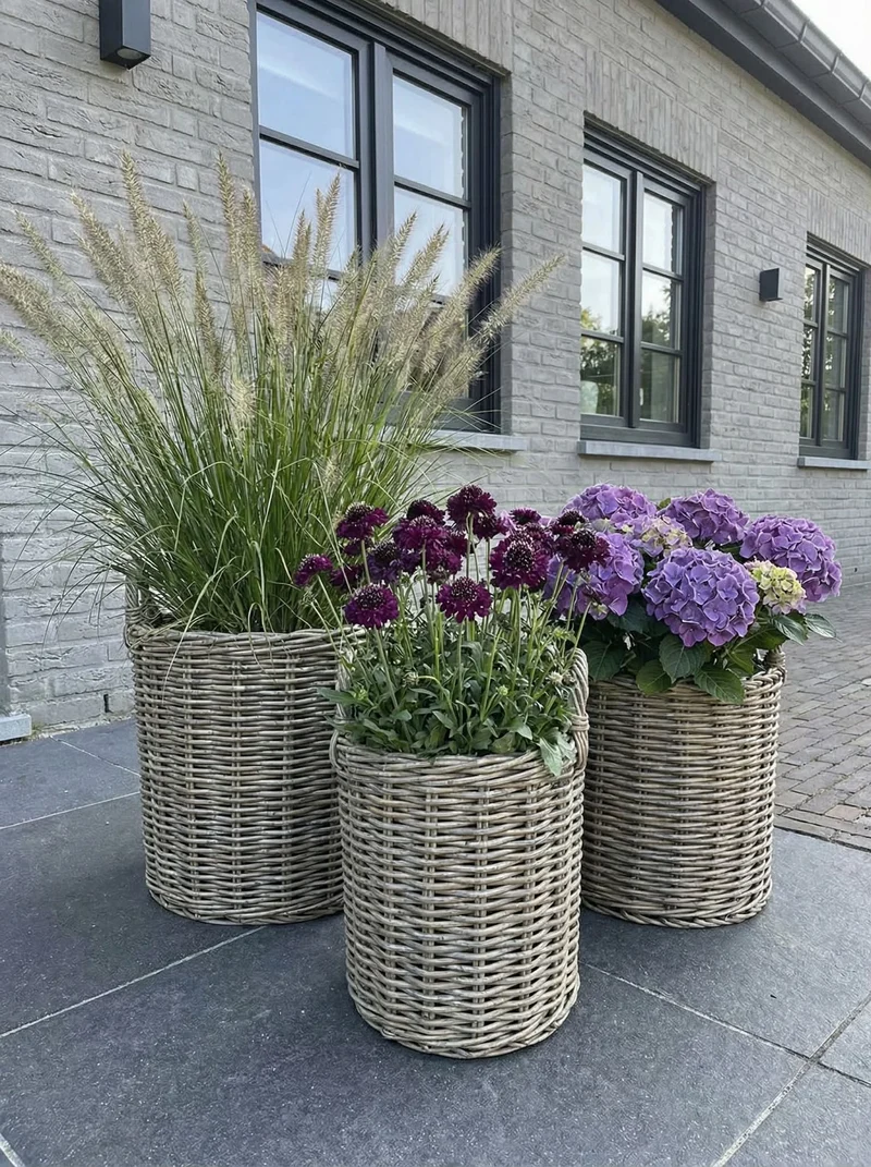 Pflanzenkörbe Set aus 3 St. Grau