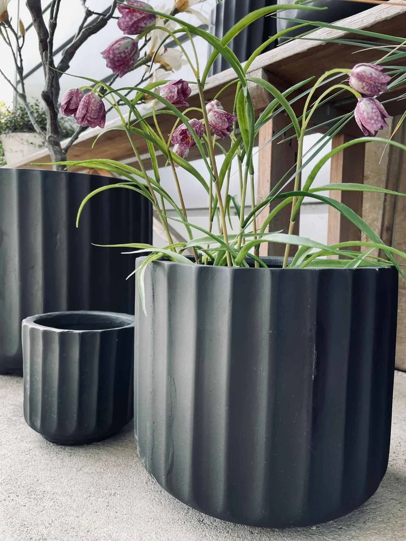 Pflanzgefäße - Mattes Schwarz - Set mit 6 Größen