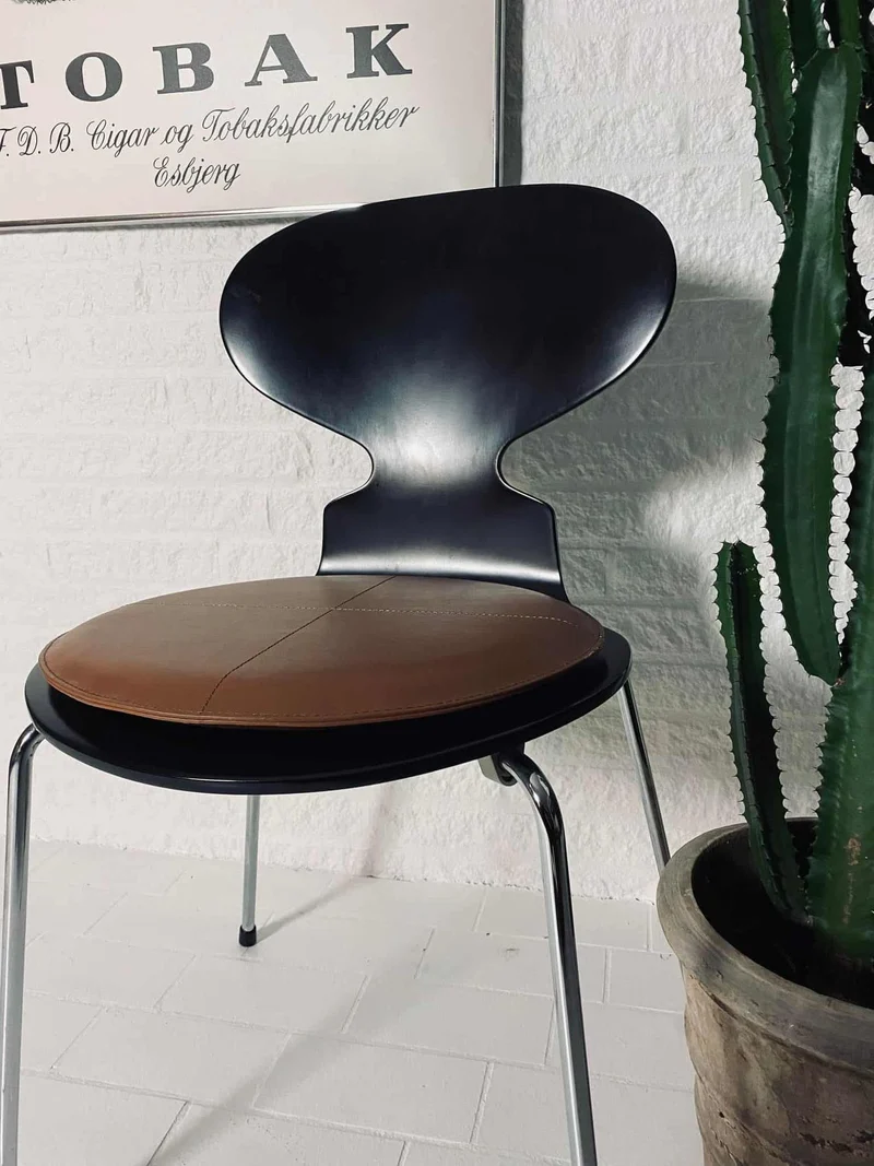Sitzkissen aus Leder - Cognac Ø38cm