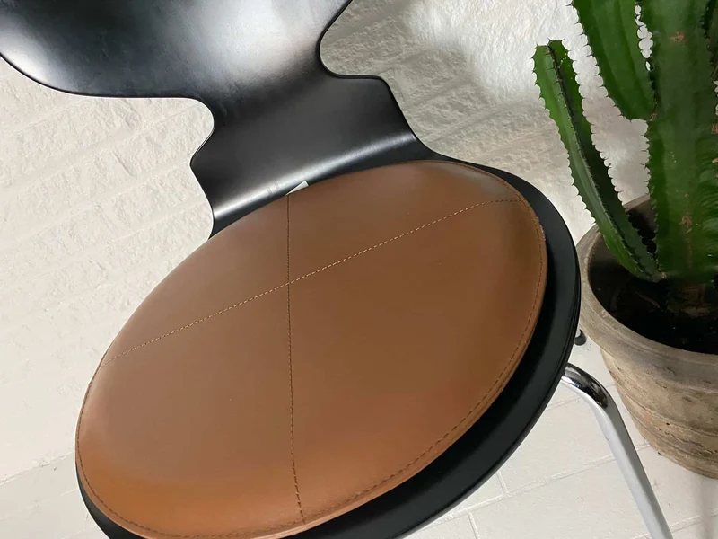 Sitzkissen aus Leder - Cognac Ø38cm