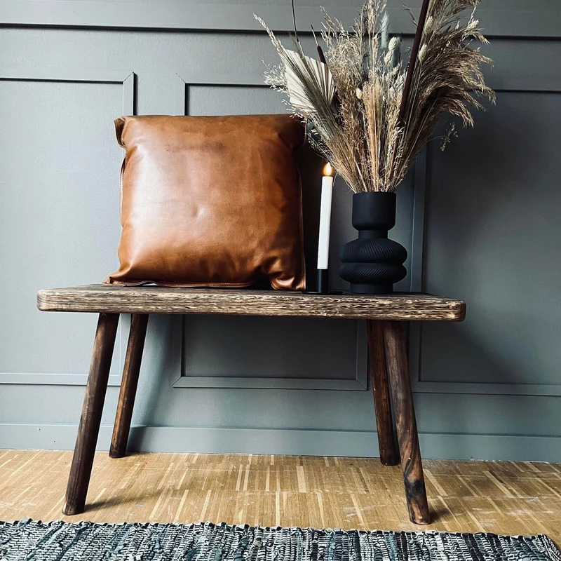 Kissen aus Cognac-Leder 50x50 cm