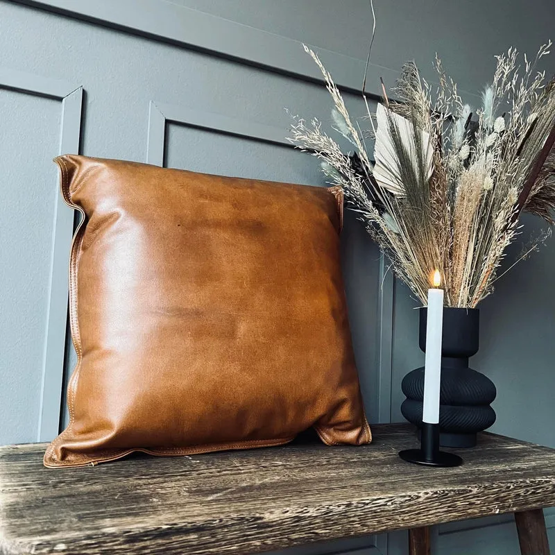 Kissen aus Cognac-Leder 50x50 cm