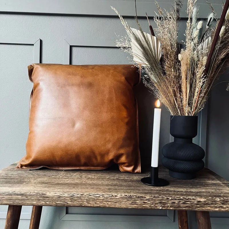 Kissen aus Cognac-Leder 50x50 cm
