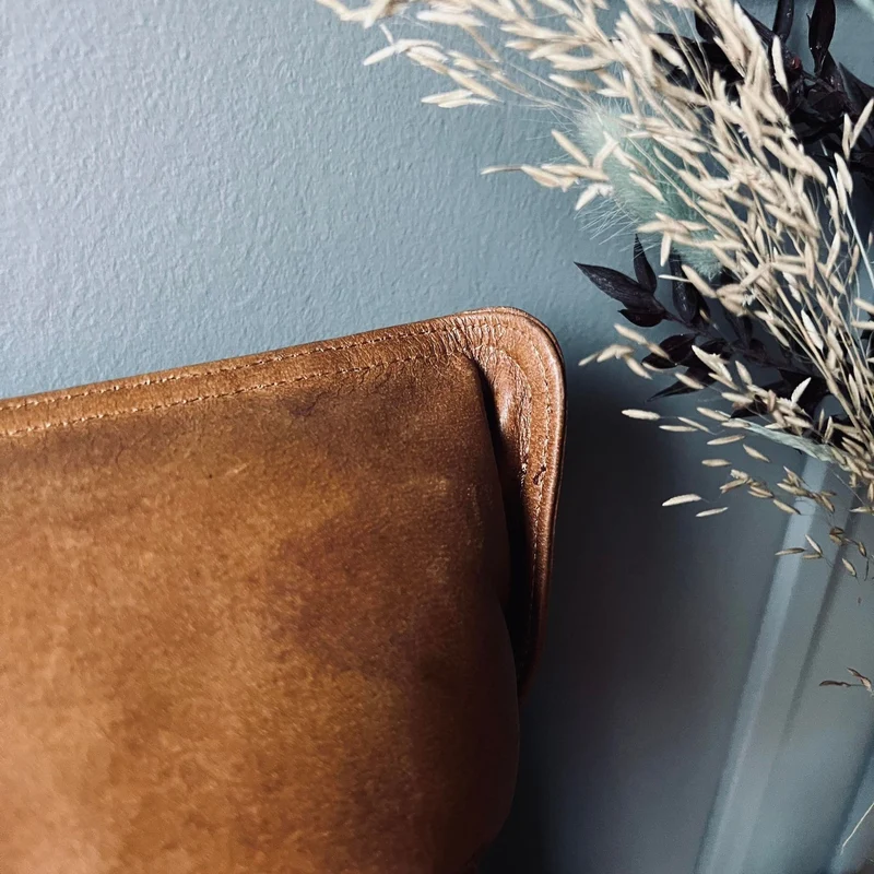 Kissen aus Cognac-Leder 50x50 cm