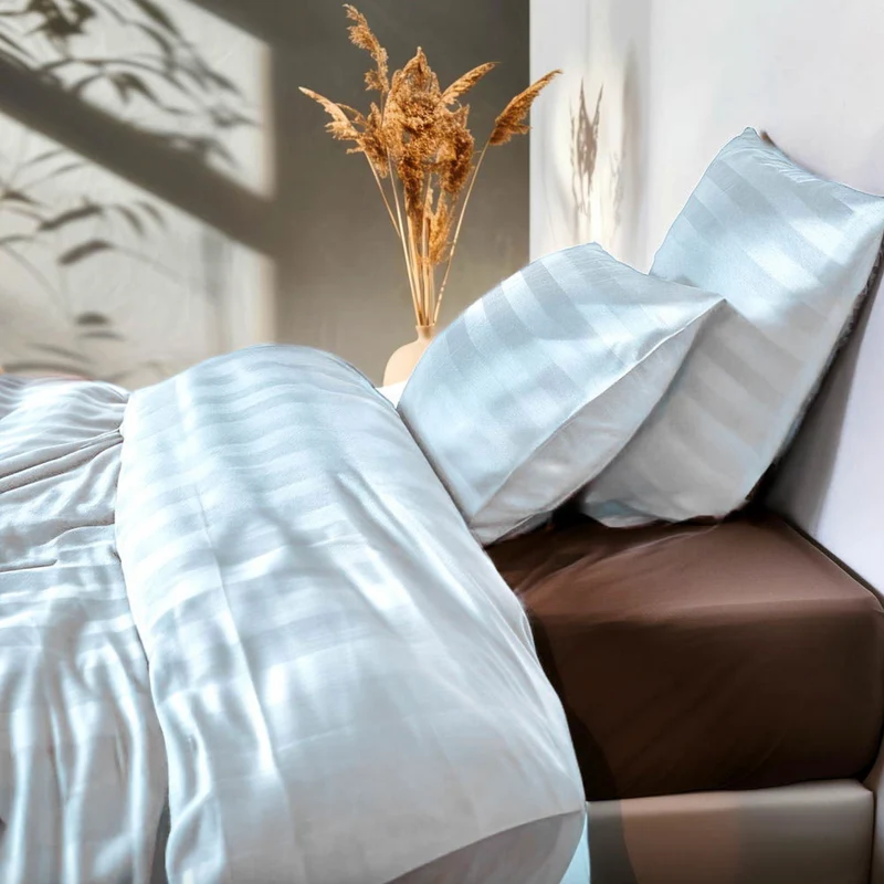 Bambus-Satin Bettwäsche, Hellblau 140x200 - 63x60