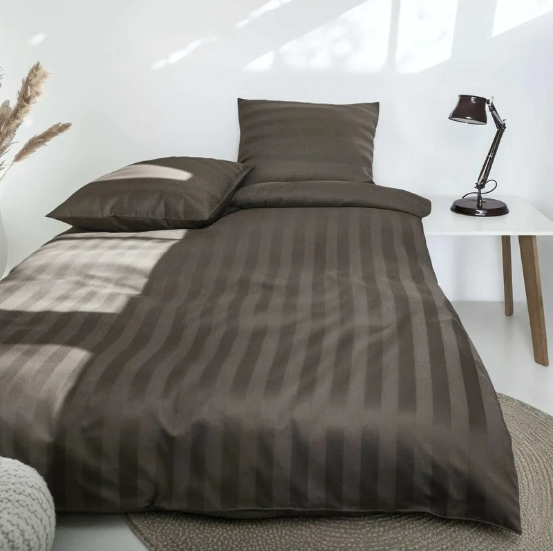 Bambus-Satin-Bettwäsche, Hell Mokka, 140x200 - 63x60
