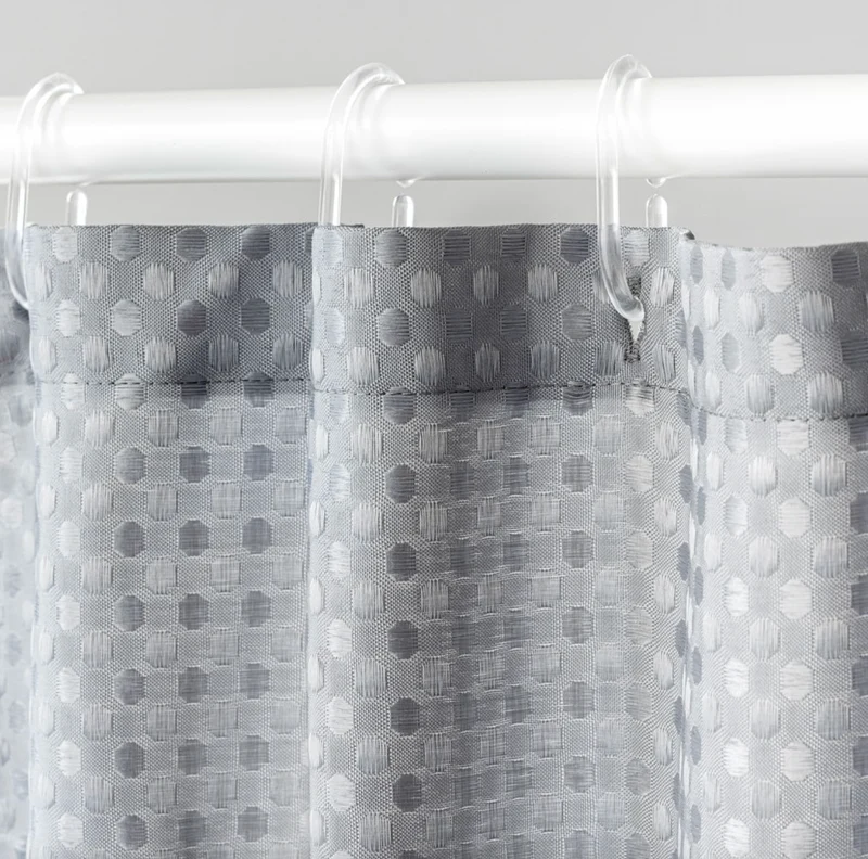 Badezimmer-Set: Duschvorhang & Badematte / Grau