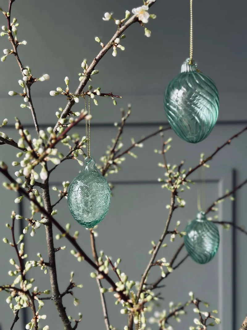 Hängende Eier aus Glas - 3 Stk. Grün