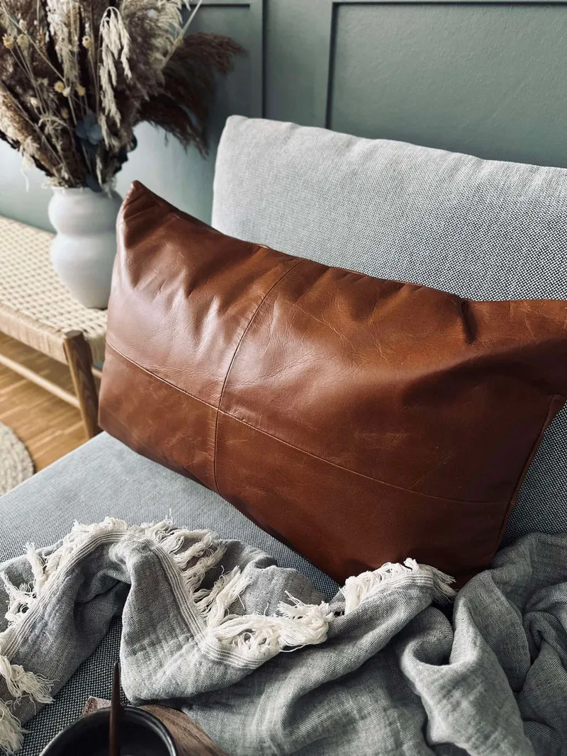 Kissenbezug Leder - Cognac 40x60