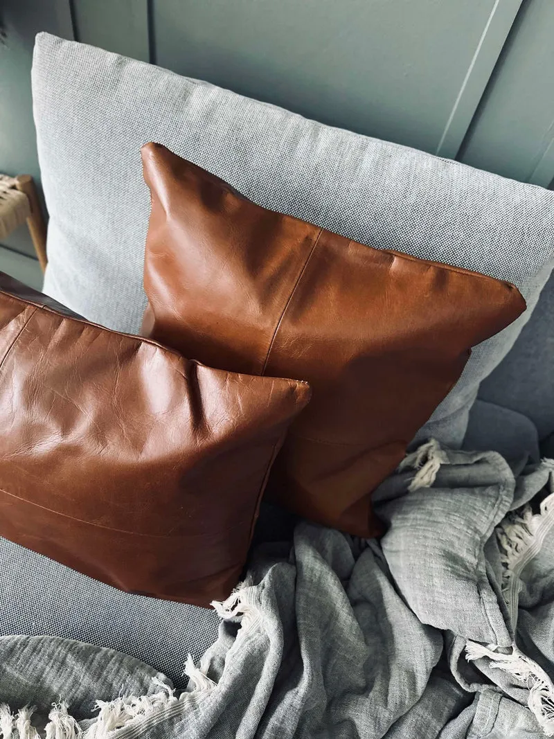 Kissenbezug Leder - Cognac 45x45
